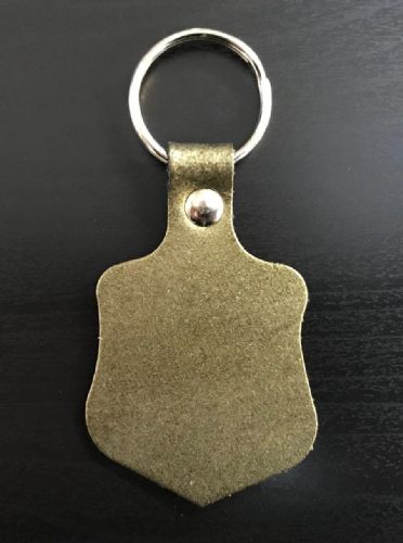 Leather Key Fob / Key Ring - Shield - Various Colours - Qty Options (Khaki Metallic, 1)